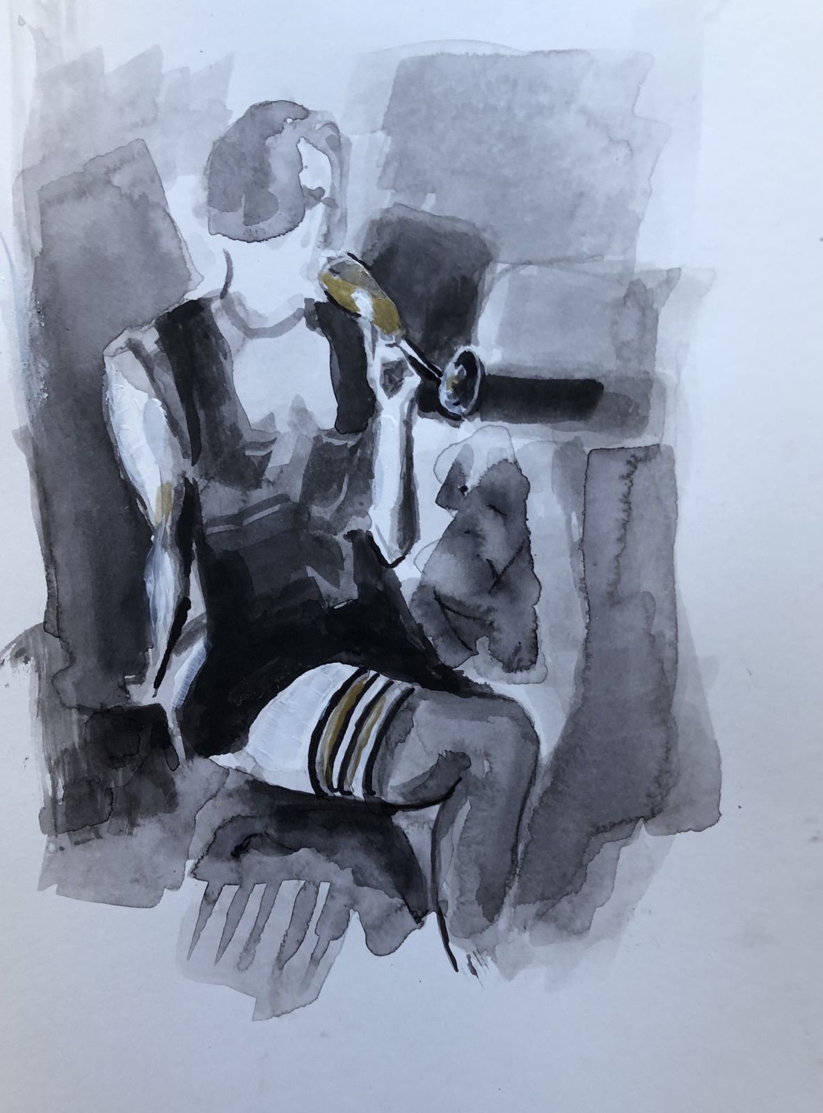 Poema, washed ink on paper