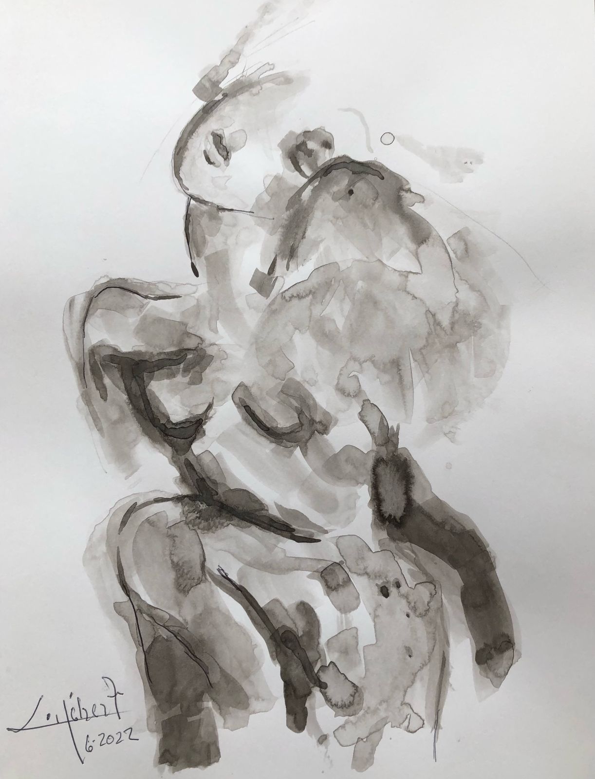 Soñar, washed ink on paper