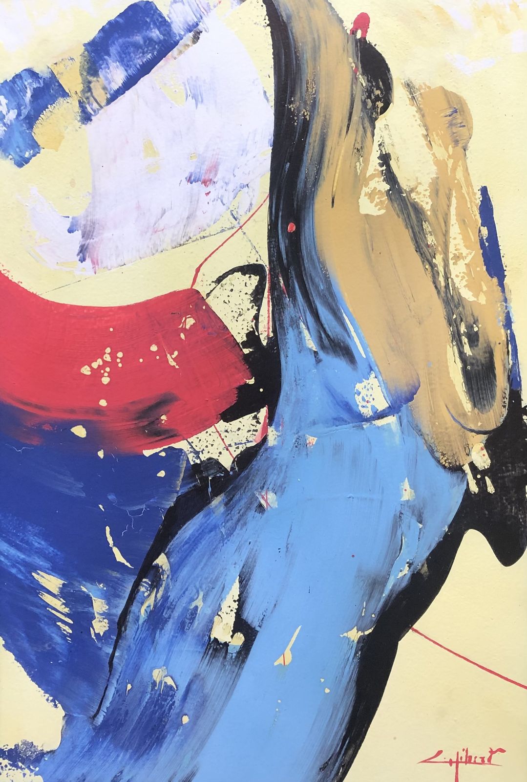Movement, mixed media on metal